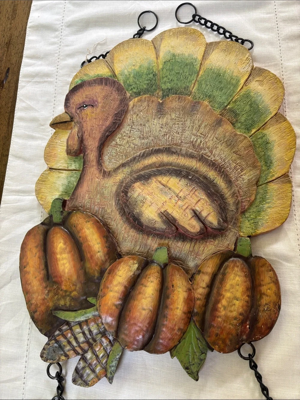 Vintage “Harvest Blessing” Turkey Wall Hanging Sign Fall Rustic Decor